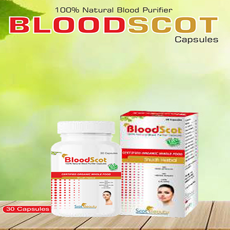 Product Name: Bloodscot, Compositions of Bloodscot are 100% Natural Blood Purifier - Scothuman Lifesciences