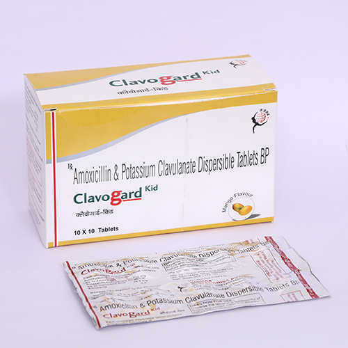 Product Name: CLAVOGARD KID, Compositions of CLAVOGARD KID are Amoxicillin & Potassium Clavulanate Dispersable Tablets BP - Biomax Biotechnics Pvt. Ltd