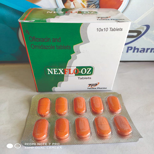 Product Name: NEXFLO OZ, Compositions of NEXFLO OZ are Ofloxacin and Ornidazole Tablets - Tecnex Pharma