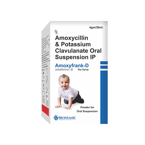 Product Name: Amoxyfrank D, Compositions of Amoxyfrank D are Amoxycillin &  potassium Clavulanate Oral Suspension ip - Biofrank Pharmaceuticals (India) Pvt. Ltd