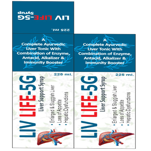Product Name: Liv Life 5G, Compositions of Liv Life 5G are Enzyme Antaacid, alkalizer & Immunity Booster - New Salasar Herbotech