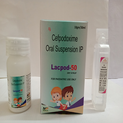 Product Name: Lacpod 50, Compositions of Lacpod 50 are Cefpodoxime Oral Suspension IP - Manlac Pharma