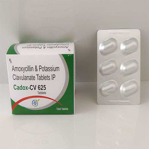 Product Name: Codax CV 625, Compositions of Codax CV 625 are Amoxycillin and Potassium Clavulanate Tablets IP - Caddix Healthcare
