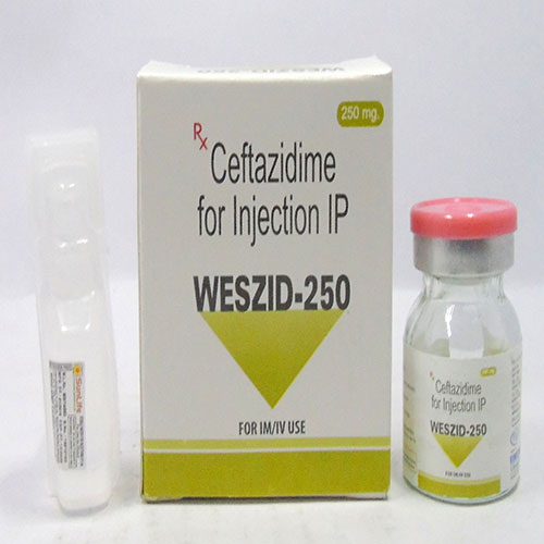 Product Name: WESZID 250, Compositions of WESZID 250 are Ceftazidime 250mg - Edelweiss Lifecare