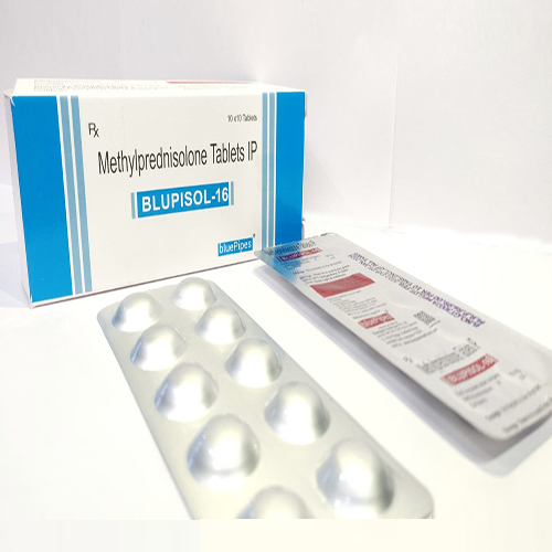 Product Name: BLUPISOL 16, Compositions of BLUPISOL 16 are Methylprednisolone Tablets IP - Bluepipes Healthcare