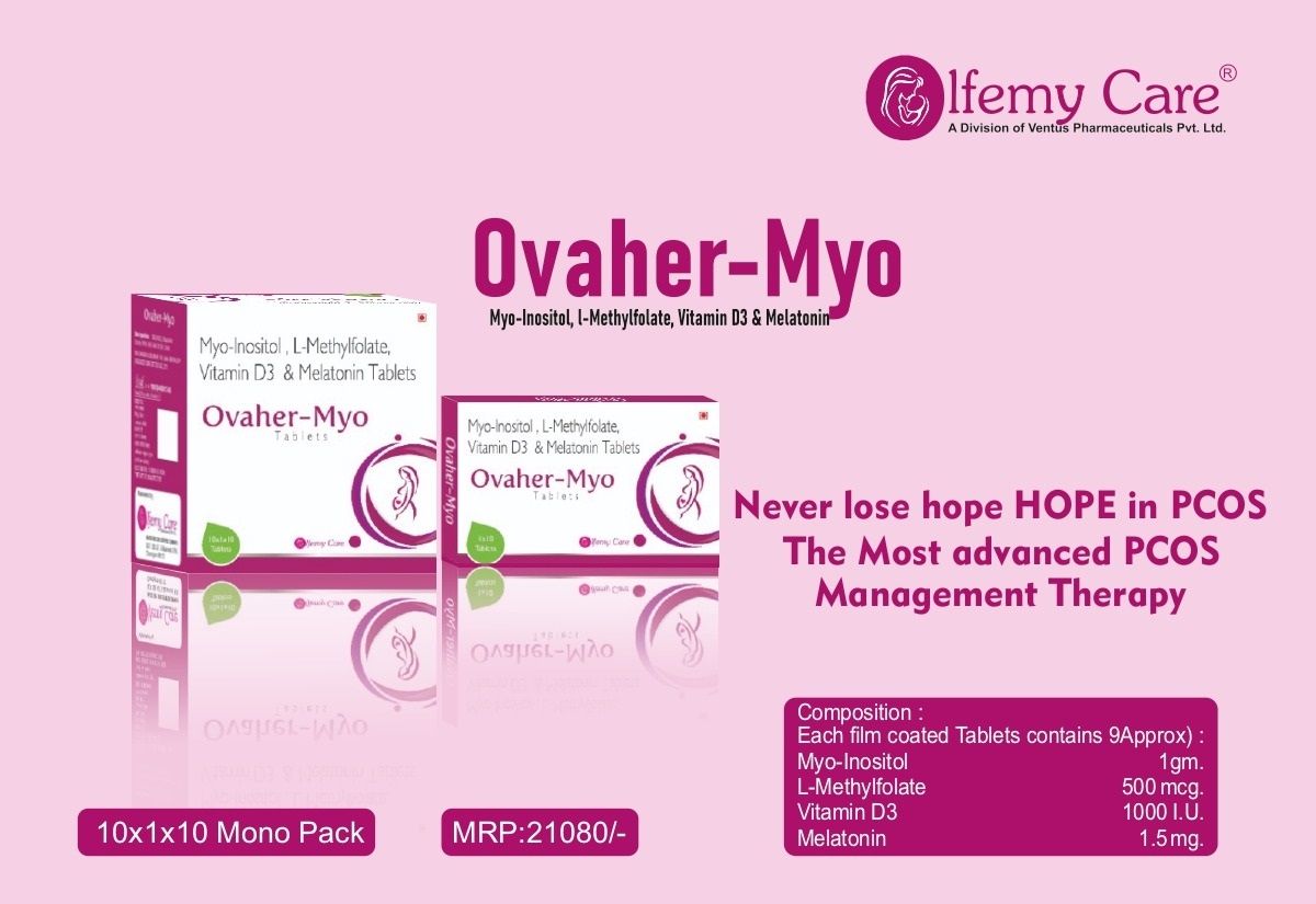 Product Name: Ovaher Myo, Compositions of Ovaher Myo are Myo Inisitol,L-Methylfolate,Viatamin D3 & Melatonin - Olfemy Care