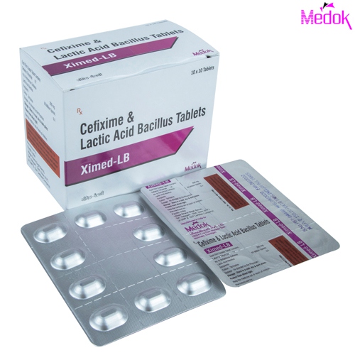 Product Name: Ximed LB, Compositions of Ximed LB are Cefixime & lactic acid bacillus tablets - Medok Life Sciences Pvt. Ltd
