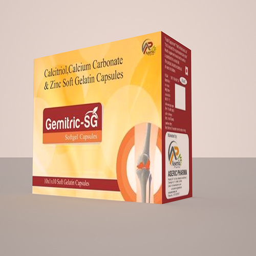 Product Name: Gemitric SG, Compositions of Gemitric SG are Calcitriol, Calcium Carbonate & Zinc Softgel Capsules - Aseric Pharma