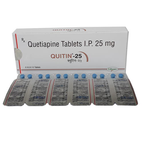 Product Name: Quitin 25, Compositions of Quitin 25 are Quetiapine Tablets IP 25mg - Lifecare Neuro Products Ltd.