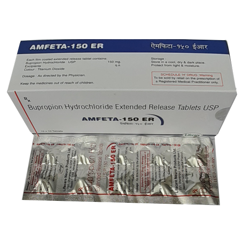 Product Name: Amfeta 150 ER, Compositions of Amfeta 150 ER are Bupropion Hydrochloride Extended Release Tablets USP - Lifecare Neuro Products Ltd.