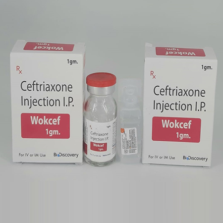 Product Name: Wokcef, Compositions of Ceftriaxone Injection IP are Ceftriaxone Injection IP - Biodiscovery Lifesciences Pvt Ltd