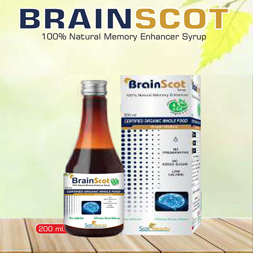 Product Name: Brainscot, Compositions of Brainscot are 100% Natural Memory Enhancer Syrup - Pharma Drugs and Chemicals