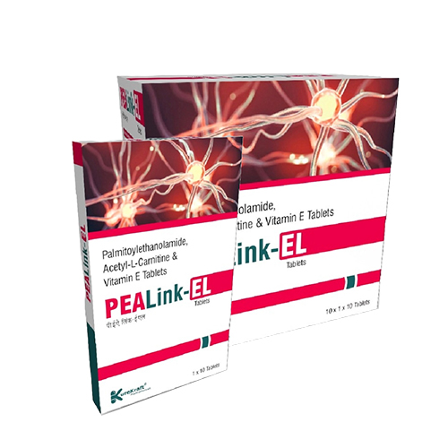 Product Name: PealinkEL, Compositions of PealinkEL are Palmitoylethanolamide, Acetyl-L-Carnitine & Vitamin E Tablets - KureKraft Pharmaceuticals