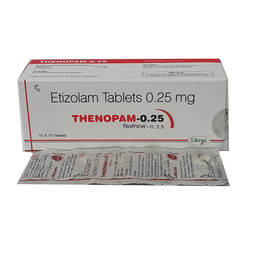 Product Name: Thenopam 0.25, Compositions of Thenopam 0.25 are Etizolam Tablets 0.25mg - Lifecare Neuro Products Ltd.