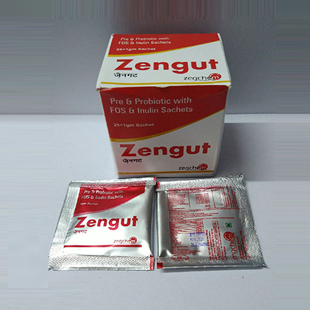 Product Name: Zengut, Compositions of Zengut are Pre & Probiotic FOS & Inulin Sachets - Zegchem