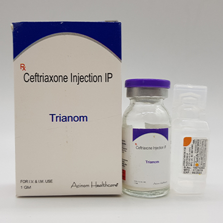 Product Name: Trianom, Compositions of Trianom are Ceftriaxone Injection IP - Acinom Healthcare