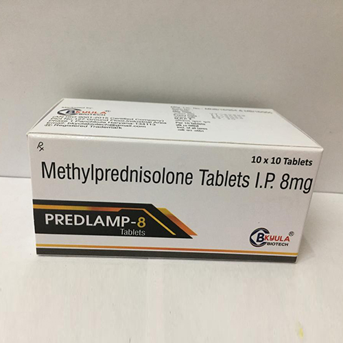 Product Name: Predlamp 8, Compositions of Predlamp 8 are Methylprednisolone Tablets I.P. 8mg - Bkyula Biotech