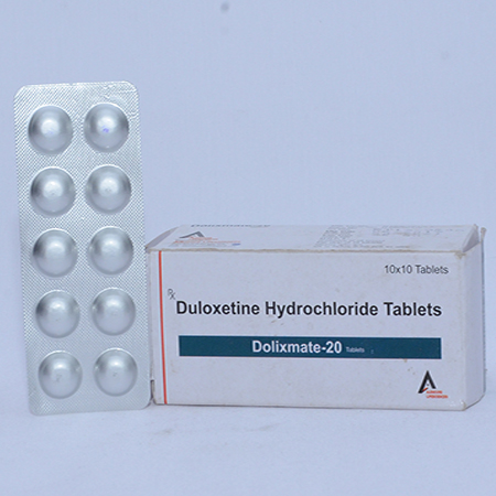 Product Name: DOLIXMATE 20, Compositions of DOLIXMATE 20 are Duloxetine Hydrochloride Tablets - Alencure Biotech Pvt Ltd