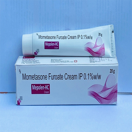 Product Name: Mepolen HC, Compositions of Mepolen HC are Mometasone Furoate Cream IP 0.1%W/W - Levent Biotech Pvt. Ltd