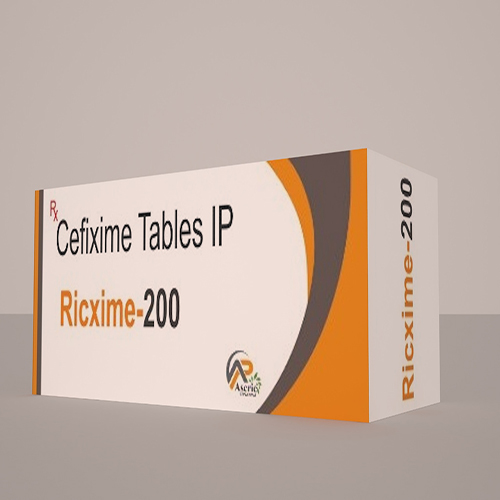 Product Name: Rixime 200, Compositions of Rixime 200 are Cefixime Tablets IP - Aseric Pharma
