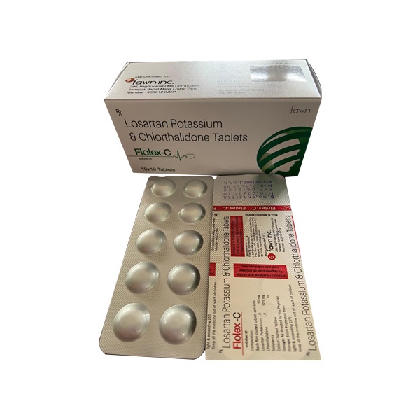 Product Name: FLOLEX C, Compositions of Losartan Potassium 50 mg + Chlorthalidone 12.50 mg are Losartan Potassium 50 mg + Chlorthalidone 12.50 mg - Fawn Incorporation