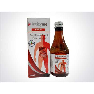 Product Name: INTIZYME, Compositions of INTIZYME are Fungal Diatease Syrup - Alardius Healthcare