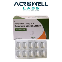 Product Name: Acrorab DSR, Compositions of Acrorab DSR are Rabeprazole (EC) and Domperidone (SR) Capsules - Acrowell Labs Private Limited