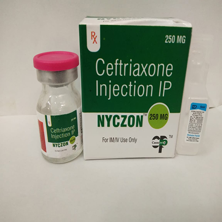 Product Name: Nyczon, Compositions of Nyczon are Ceftriaxone Injection IP - Cassopeia Pharmaceutical Pvt Ltd
