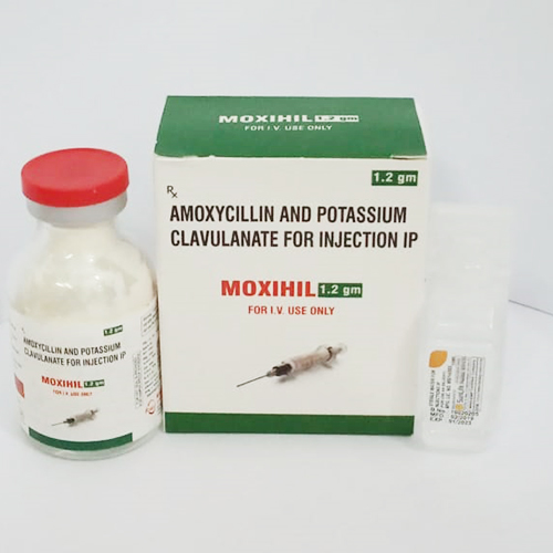 Product Name: Moxihil, Compositions of Moxihil are Amoxycillin and Potassium Clavulanate for Injection IP - JV Healthcare