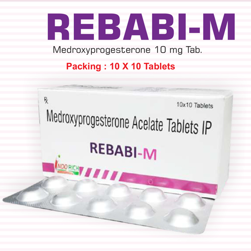 Product Name: Rebabi M, Compositions of Rebabi M are Medroxyprogesterone Acelate Tablets IP - Pharma Drugs and Chemicals