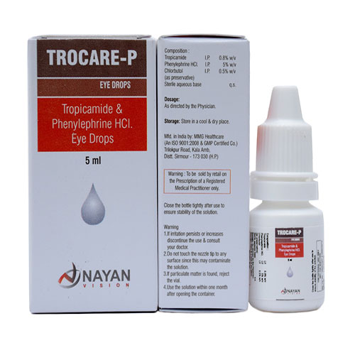 Product Name: Trocare P, Compositions of Trocare P are Tropicamide & Phenylephrine Hcl Eye Drops - Arlak Biotech