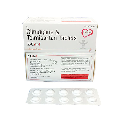 Product Name: Z Cili T, Compositions of Z Cili T are Cilnidipine & TelmisartanTablets - Arlak Biotech