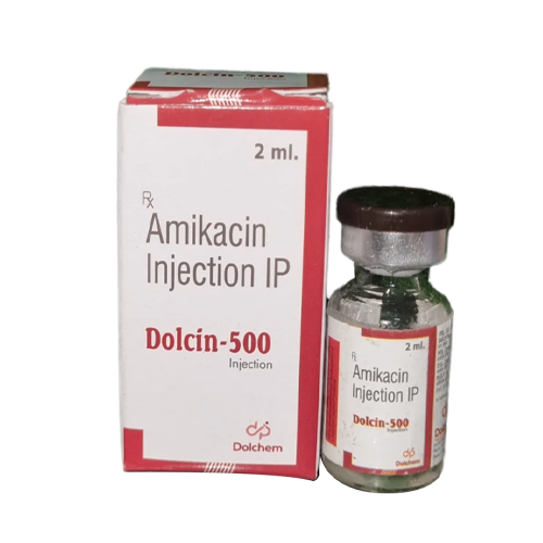 Product Name: Dolcin 500, Compositions of Dolcin 500 are Amikacin Injection IP - Dolchem Pharmaceuticals Private Limited