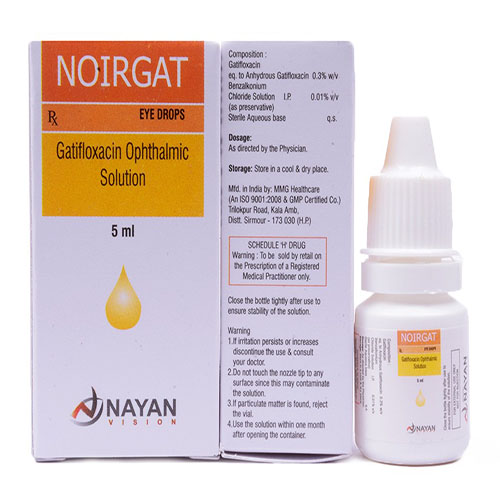 Product Name: Noirgat, Compositions of Noirgat are Gatifloxacin Ophthalmic Solution - Arlak Biotech