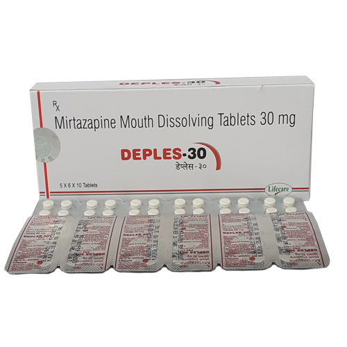 Product Name: Deples 30, Compositions of Deples 30 are Mirtazapine Mouth Dissolving Tablets 30mg - Lifecare Neuro Products Ltd.