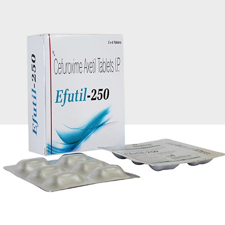 Product Name: EFUTIL 250, Compositions of EFUTIL 250 are Cefuroxine Axetil Tablets IP - Mediquest Inc