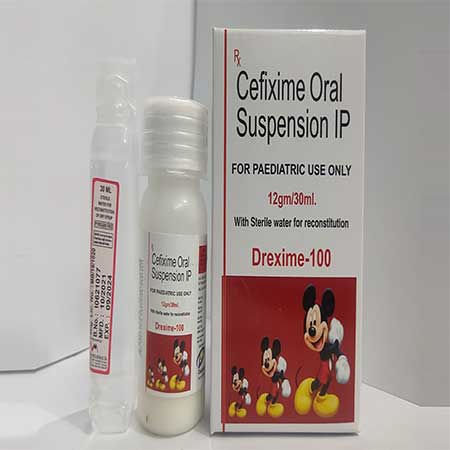 Product Name: Drexime 100, Compositions of Drexime 100 are Cefixime Oral Suspension IP - Dakgaur Healthcare