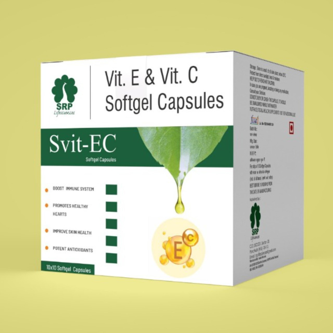 Product Name: SVIT  EC, Compositions of are vit E and vit C softgel capsule - Cynak Healthcare