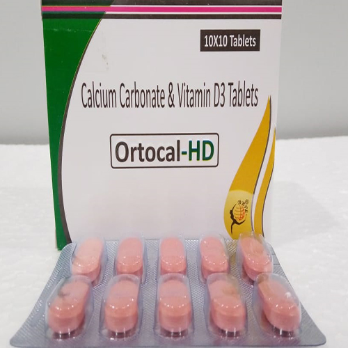 Product Name: ORTOCAL HD, Compositions of ORTOCAL HD are Calcium Carbonate & Vitamin D3 Tablets - Biomax Biotechnics Pvt. Ltd