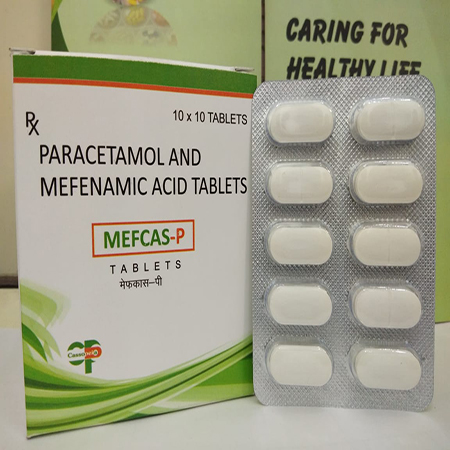 Product Name: Mefcas P, Compositions of Mefcas P are Paracetamol and Mefenamic Acid Tablets - Cassopeia Pharmaceutical Pvt Ltd