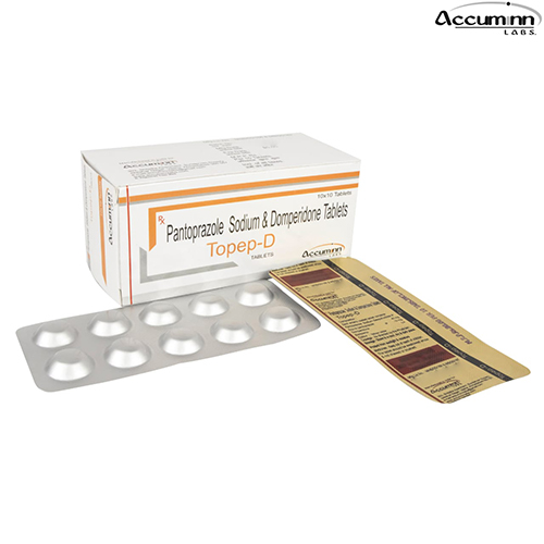 Product Name: Topep D, Compositions of Topep D are Pantoprazole Sodium & Domperidone Tablets - Accuminn Labs