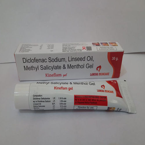 Product Name: Kineflam, Compositions of LINSEED Oil, Diclofenac Sodium, Methyl salicylate, Capsaicin & Menthol Gel are LINSEED Oil, Diclofenac Sodium, Methyl salicylate, Capsaicin & Menthol Gel - Manlac Pharma