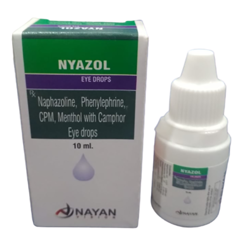 Product Name: Nyazole, Compositions of Nyazole are Naphazoline,Phenylephrine CPM,Menthol With Camphor Eye Drops - Arlak Biotech