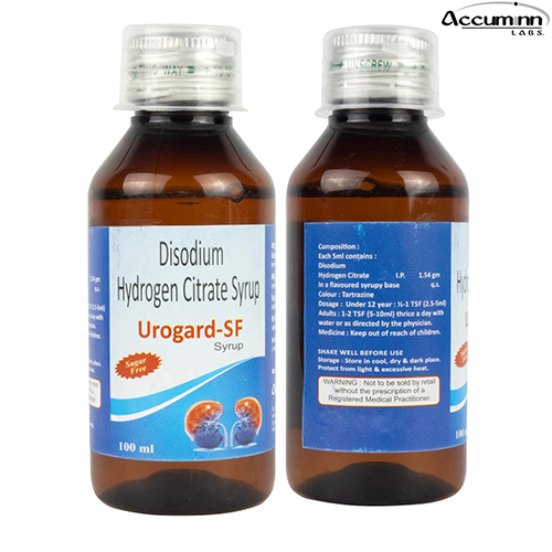 Product Name: Urogard SF, Compositions of are Disodium Hydrogen Citrate Syrup - Accuminn Labs