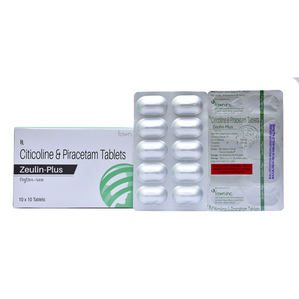 Product Name: ZEULIN PLUS, Compositions of ZEULIN PLUS are Citicoline 500 mg + Piracetam 800 mg. - Fawn Incorporation