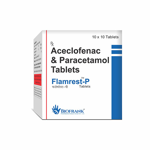 Product Name: Flamrest P, Compositions of Flamrest P are Aceclofenac & Paracetamol Tablets  - Biofrank Pharmaceuticals (India) Pvt. Ltd
