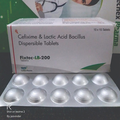 Product Name: FIXTEC LB 200, Compositions of FIXTEC LB 200 are Cefixime & Lactic Acid Bacillus Dispersable Tablets - Tecnex Pharma