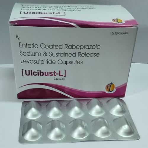 Product Name: Ulcibest L, Compositions of Ulcibest L are Enteric Coated Rabeprazole Sodium & Levosulpiride Sustained-Release Capsules - Macro Labs Pvt Ltd