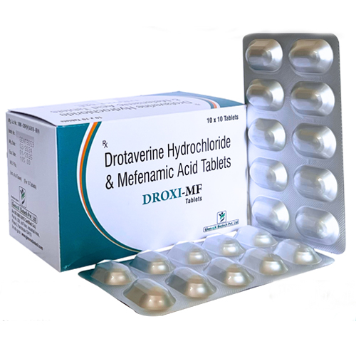 Product Name: Droxi MF, Compositions of Droxi MF are Drotaverine Hydrochloride & Mefenamic Acid Tablets - Glenvox Biotech Private Limited