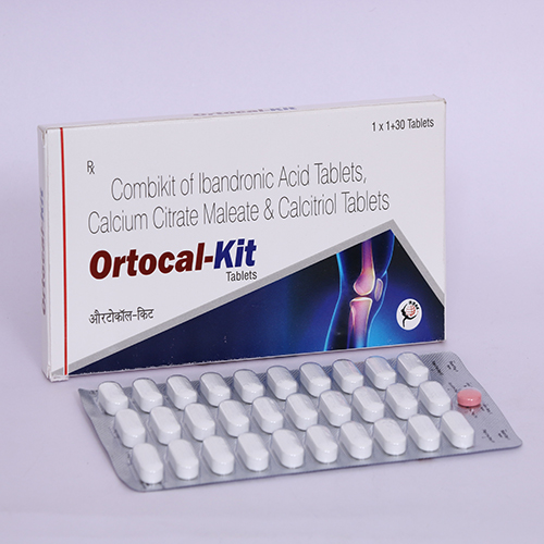 Product Name: ORTOCAL KIT, Compositions of ORTOCAL KIT are Combikit of ibandronic Acid Tablets, Calcium Citrate Maleate & Calcitriol Tablets - Biomax Biotechnics Pvt. Ltd